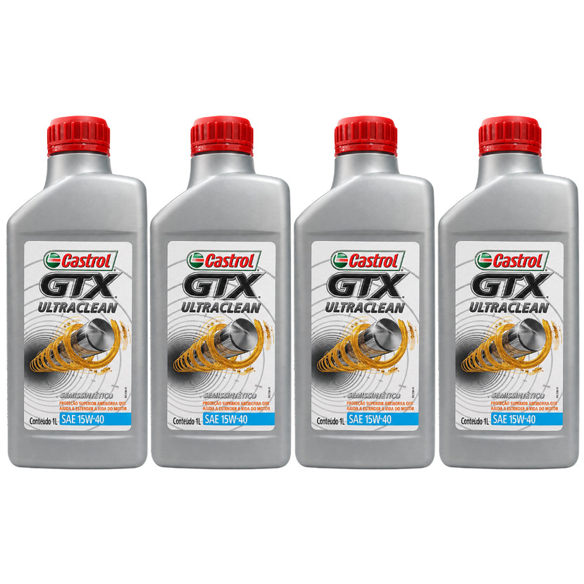 Kit 4 Óleo de Motor GTX ULTRACLEAN 15W40 Semissintético 1L CASTROL