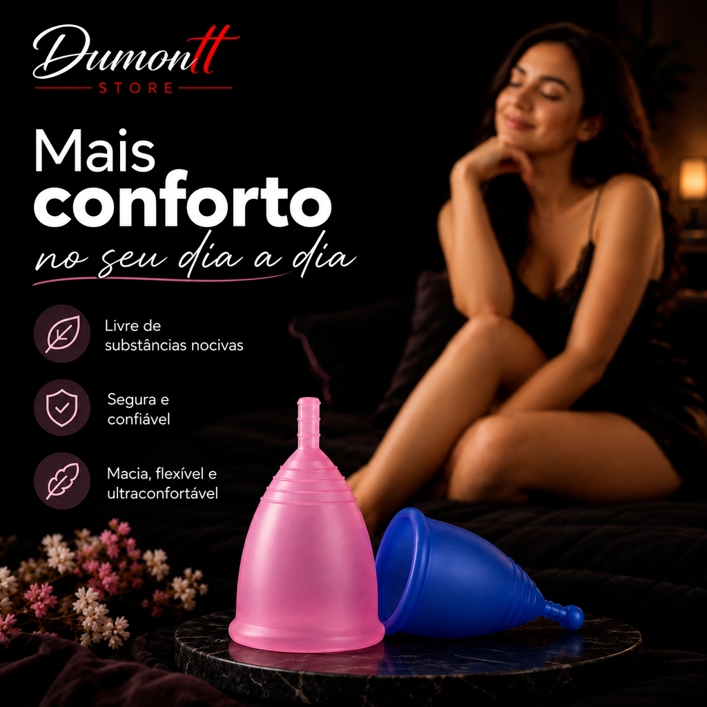 Coletor Menstrual Reutilizável P e  M Copo Ecológico Silicone Hipoalergênico Reutilizável Corrida Viagem + Conforto