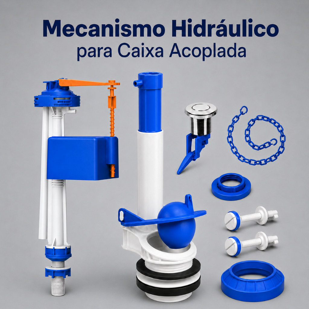 Mecanismo Caixa Acoplada Universal Completo Reparo descarga Universal Banheiro Botão Superior HIDRÁULICO