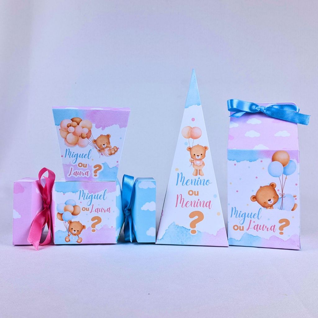Kit 10 a 45 Caixinhas Personalizadas Lembrancinhas Chá Revelação Para Festa Aniversario Festinha