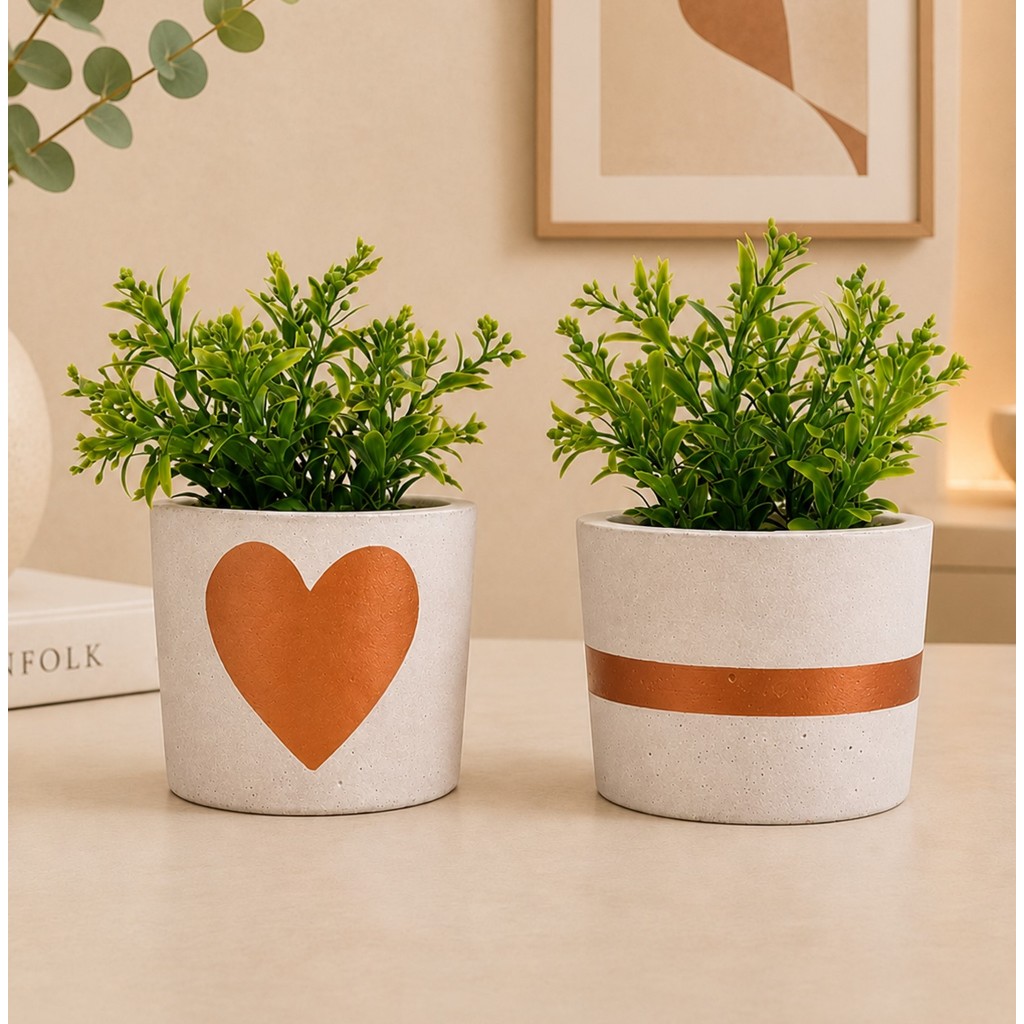 Vasinho Decoração Casa com Planta Artificial 2 unidades