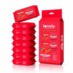 PACOTE Com 8 Mini Lenços Umedecidos Micelares Fruta Lovely Face Beautful