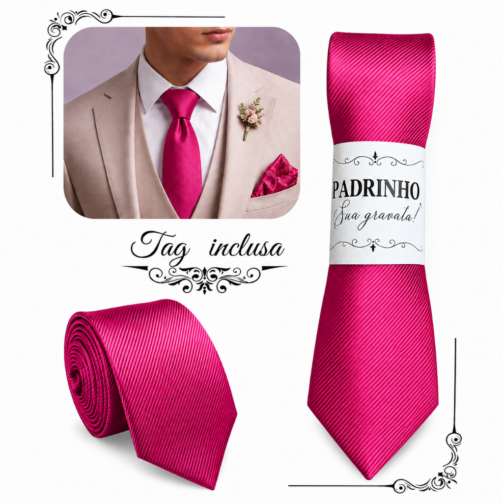 Gravata rosa fucsia para Padrinhos Casamento