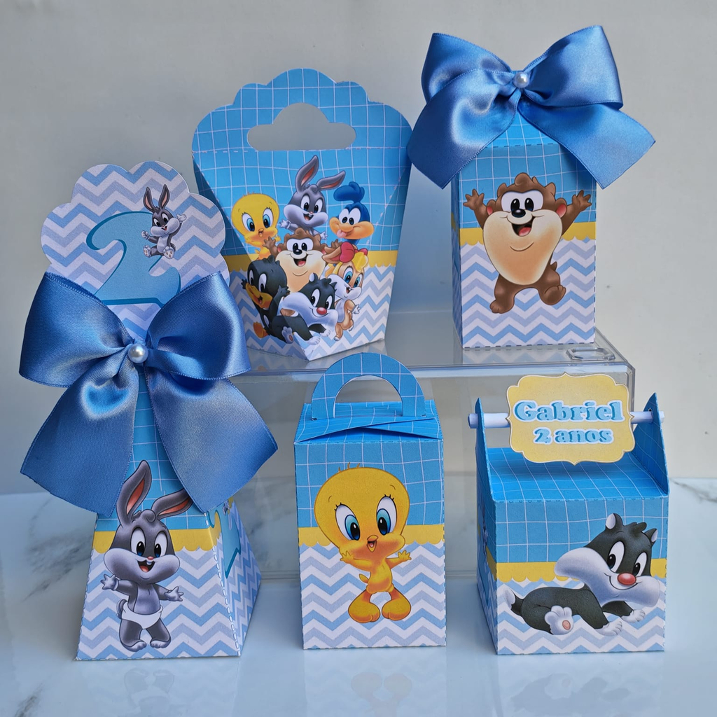 Kit Festa Baby Looney Tunes Personalizado | Lembrancinhas Caixinhas Aniversário Infantil