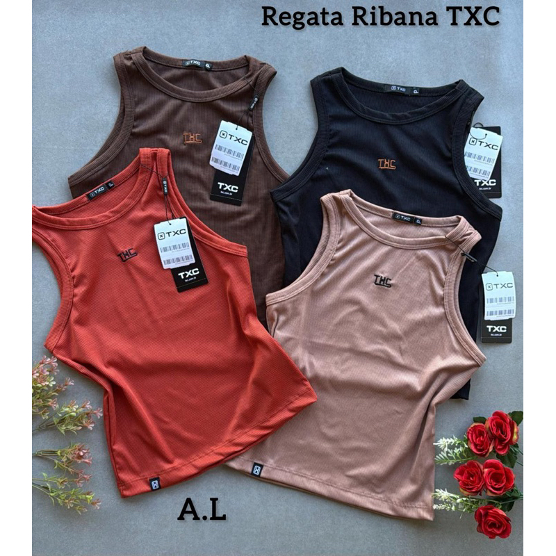 Regata Feminina Careca Canelada Bordada Ribana - Blusa Regata Gola Redonda Alça Média Cotton - Diversas Cores P M G