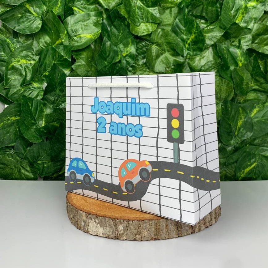 Sacolinha Personalizada CARRINHOS Lembrancinha para Festa Infantil