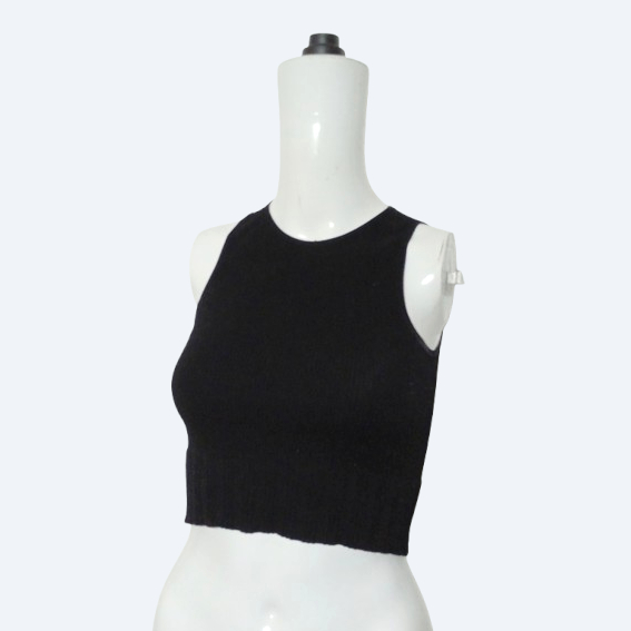 Cropped Canelado Usado de  Canelado Básico Elegante Versátil Tamanho PP cropped Feminino preto Youcom