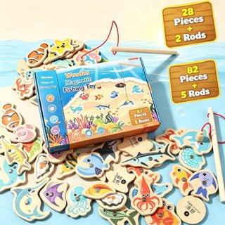 87/30 Pçs Jogo De Pesca Magnética De Madeira Conjunto De Brinquedos Para Crianças Dos Des…