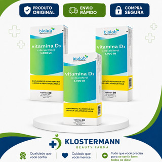 Kit 03 Vitamina D3 1.000Ui Colecalciferol 30 Cáps - Biolab