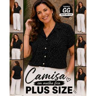 Camisa Plus Size Feminina Blusa Evangélica Camisa Curta de Botão Feminino Moda Elegante