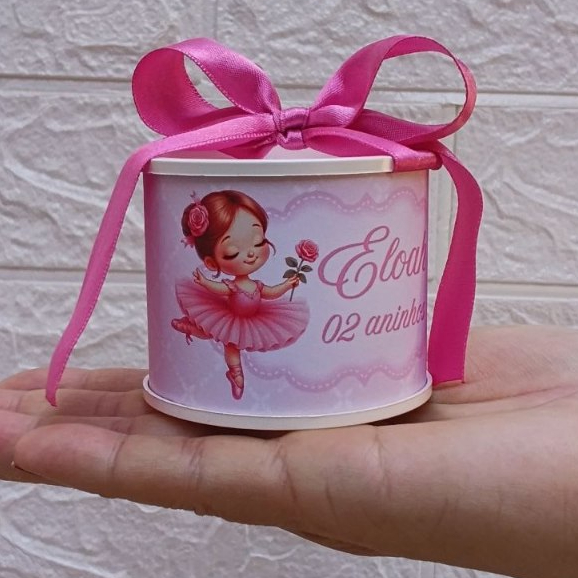 Kit Tubolata Bailarina Rosa Personalizada Lembrancinhas /chá de bebê/ revelação/ batizado/ maternidade/ aniversário 5x6