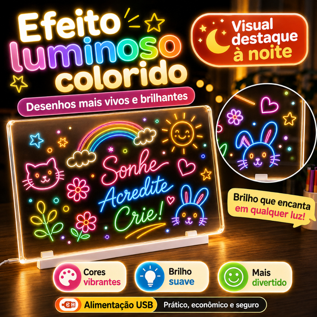 Prancheta de desenho infantil apagável, brinquedos artesanais luminosos, quadro negro, conjunto educacional infantil · foto 2