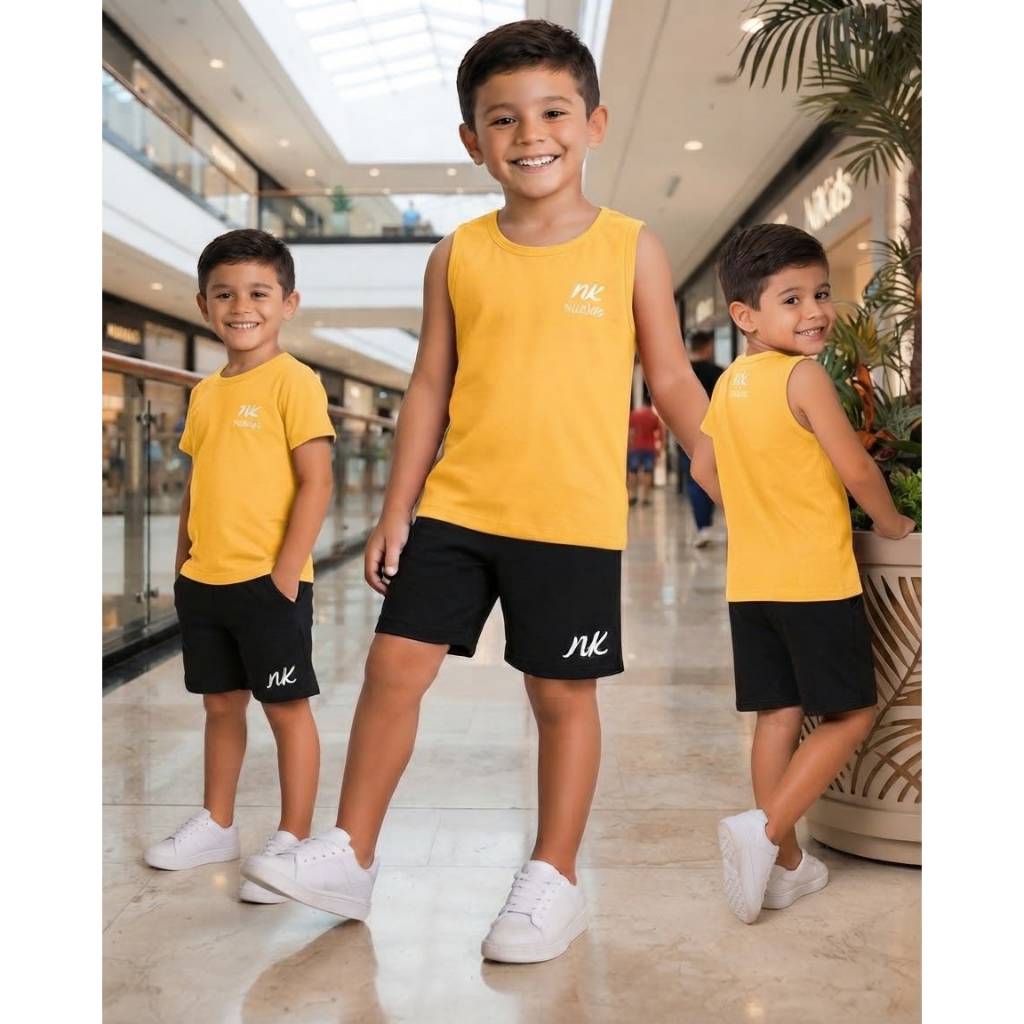 2. Conjunto Infantil Menino Regata e Bermuda Algodão