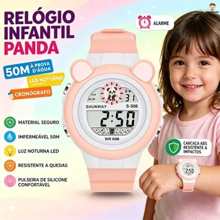 Relógio Infantil Feminino Rosa Digital À Prova D'Água Para Menina Criança Presente Infantil