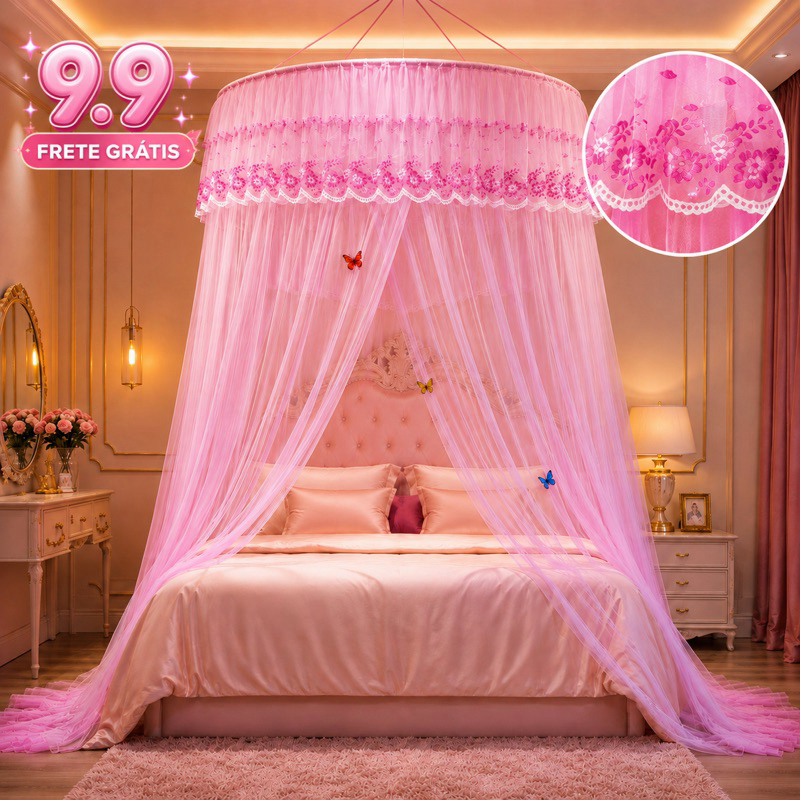 Mosquiteiro Teto Casal Gigante Box queen Super King Com Abertura Lateral 14M