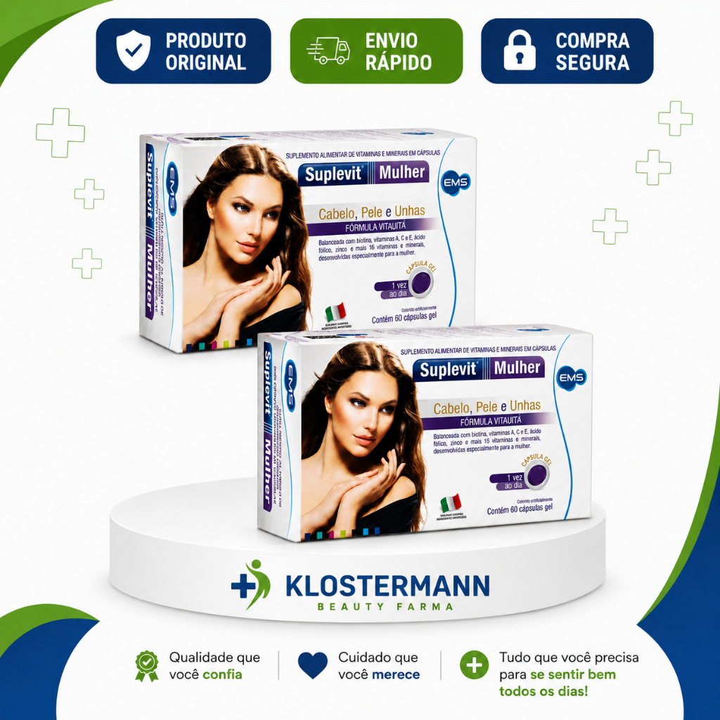 Kit 02 Suplevit Cabelo Pele e Unhas Mulher 60 Cps - Ems