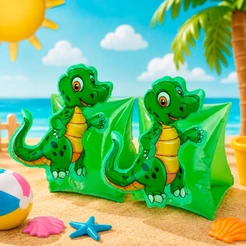 Boia De Braço Infantil Menino Dinossauro Inflável +6 anos Para Piscina Praia Natação Sortido