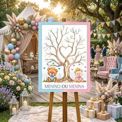Quadro Recepção Chá Revelação Personalizado Menino ou Menina Decoração Bebê com Nome Varios Tamanho