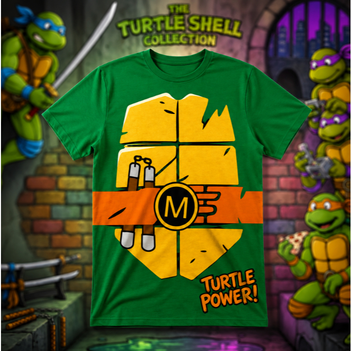 Camiseta Infantil Infanto Juvenil Tartarugas Ninjas Michelangelo Mike Personagens Estampado