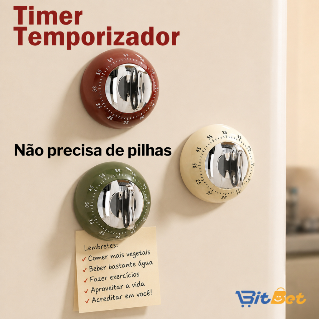 Temporizador Timer Mecânico de Cozinha com Ímã nao precisa de bateria UT-07