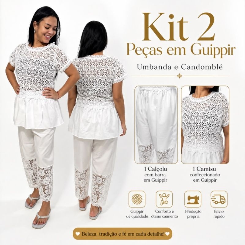 Kit 2 Peças Feminino Em Guippir Umbanda E Candomblé