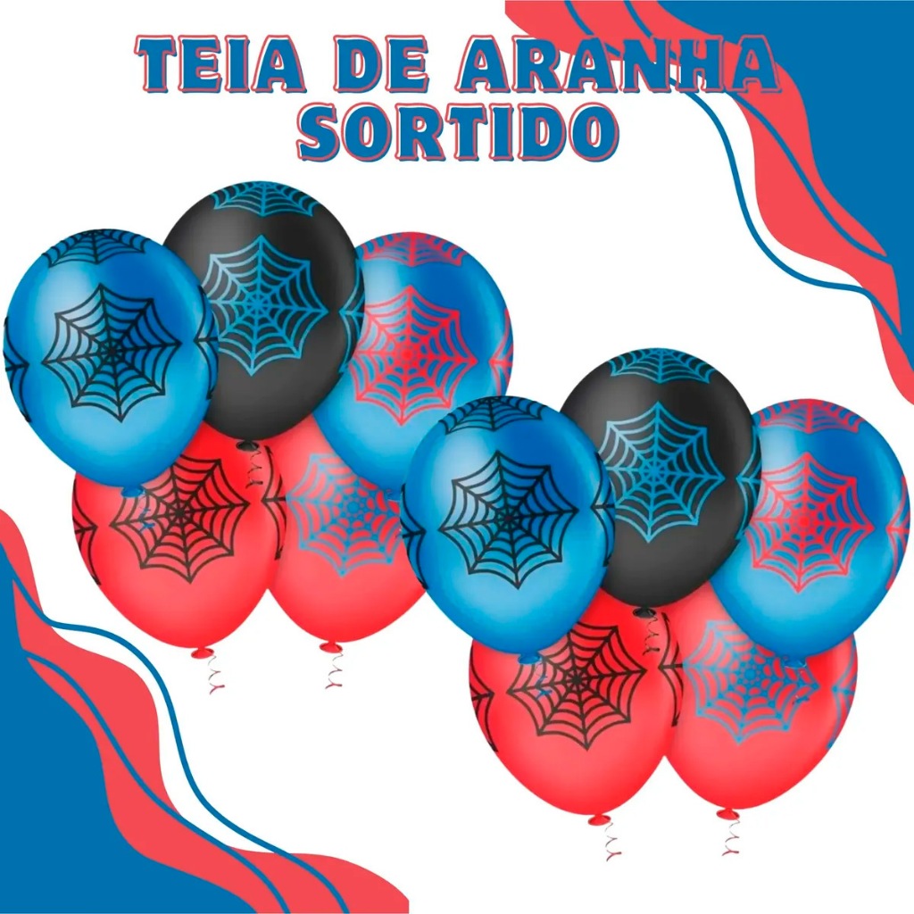 25 Balões Bexiga Teia Aranha Pic Pic Pacote Sortidos Látex Número 25 Centímetros Grande