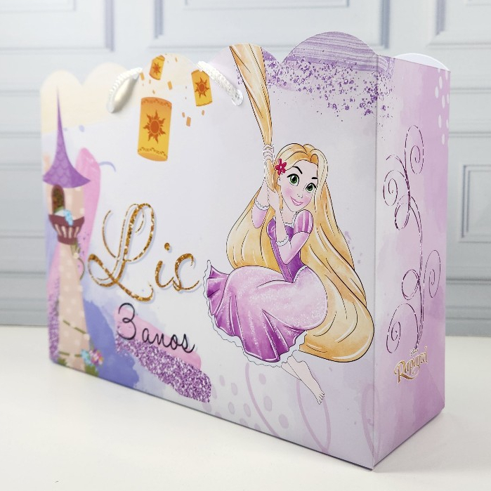 Sacolinha Personalizada Rapunzel lembrancinha aniversário guloseimas