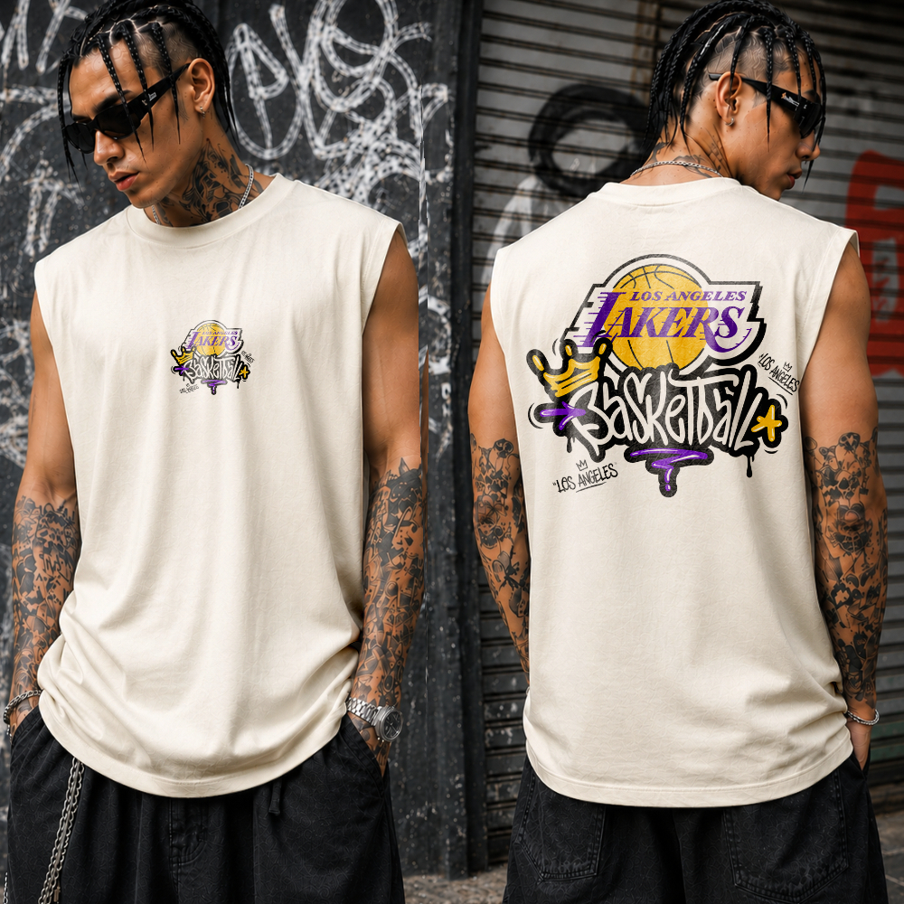 Camiseta Regata Machao OVERSIZED Los Angeles Streetwear Basketball Graphic Fitnes Gym Unissex