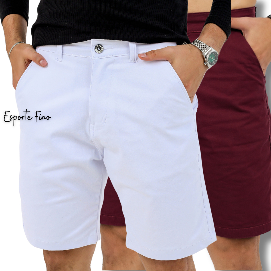 Bermuda Masculina Esporte Fino Sarja Com Lycra Elegante Short Masculino - Envio Imediato