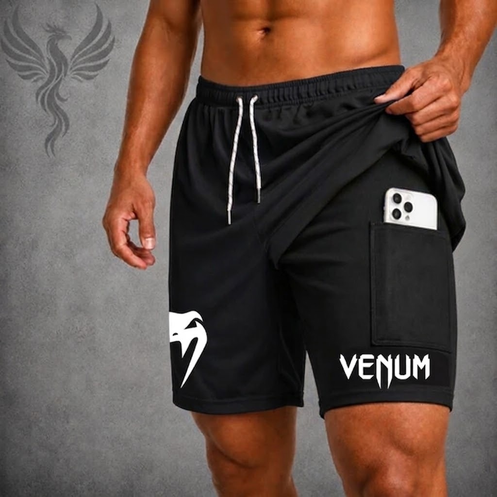 Bermuda Compressão Short Esportivo Masculino DryFit Elastano Academia Corrida Bike Crossfit Monster 2 em 1