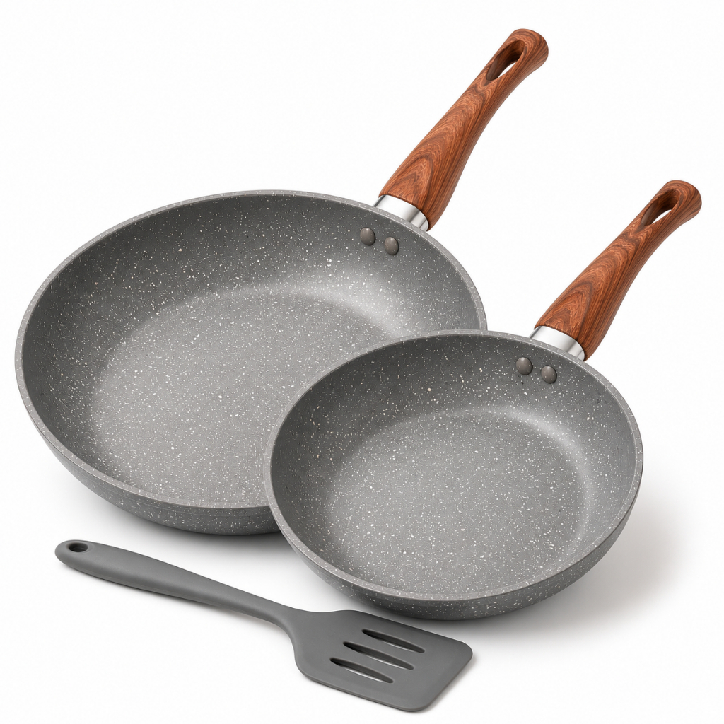 Kit 2 Frigideira Cerâmica Antiaderente 20cm + 24cm + Espátula Brinde Fogão Cooktop Indução E Gás