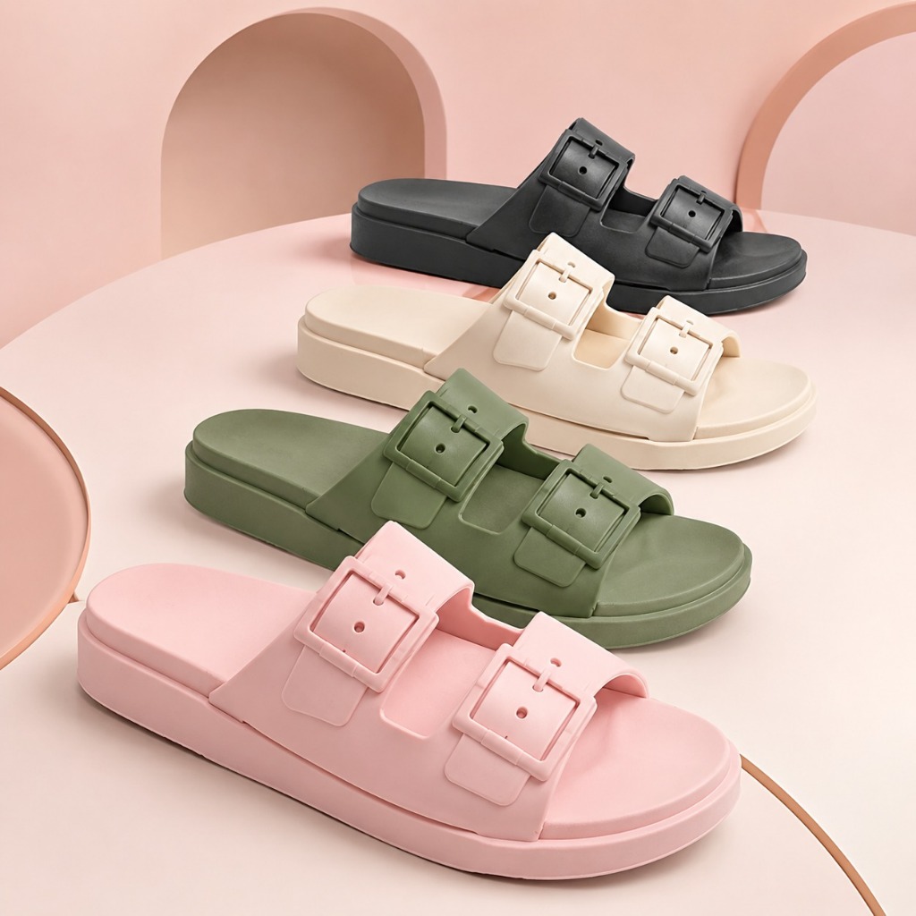 OFERTA LANÇAMENTO | Papete Feminina Birken 2 Fivelas Sandália Slide Leve Confortável Antiderrapante Casual - Lila's