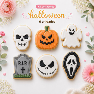Kit Cortadores de Biscoito Halloween 6 Unidades | Moldes para Biscoitos | Festa Halloween