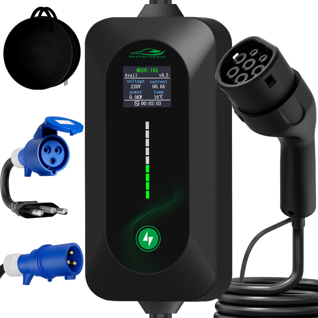 Carregador Carro Elétrico Portátil 7kw 32a Tipo 2 127v/220v