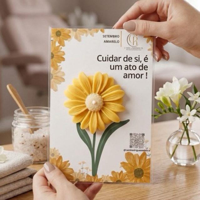​Kit 60/80/100 Lembrancinha Maternidade Chá de Bebê Batizado Vela Aromática Margaridarida/Girasol Cartão Personalizado
