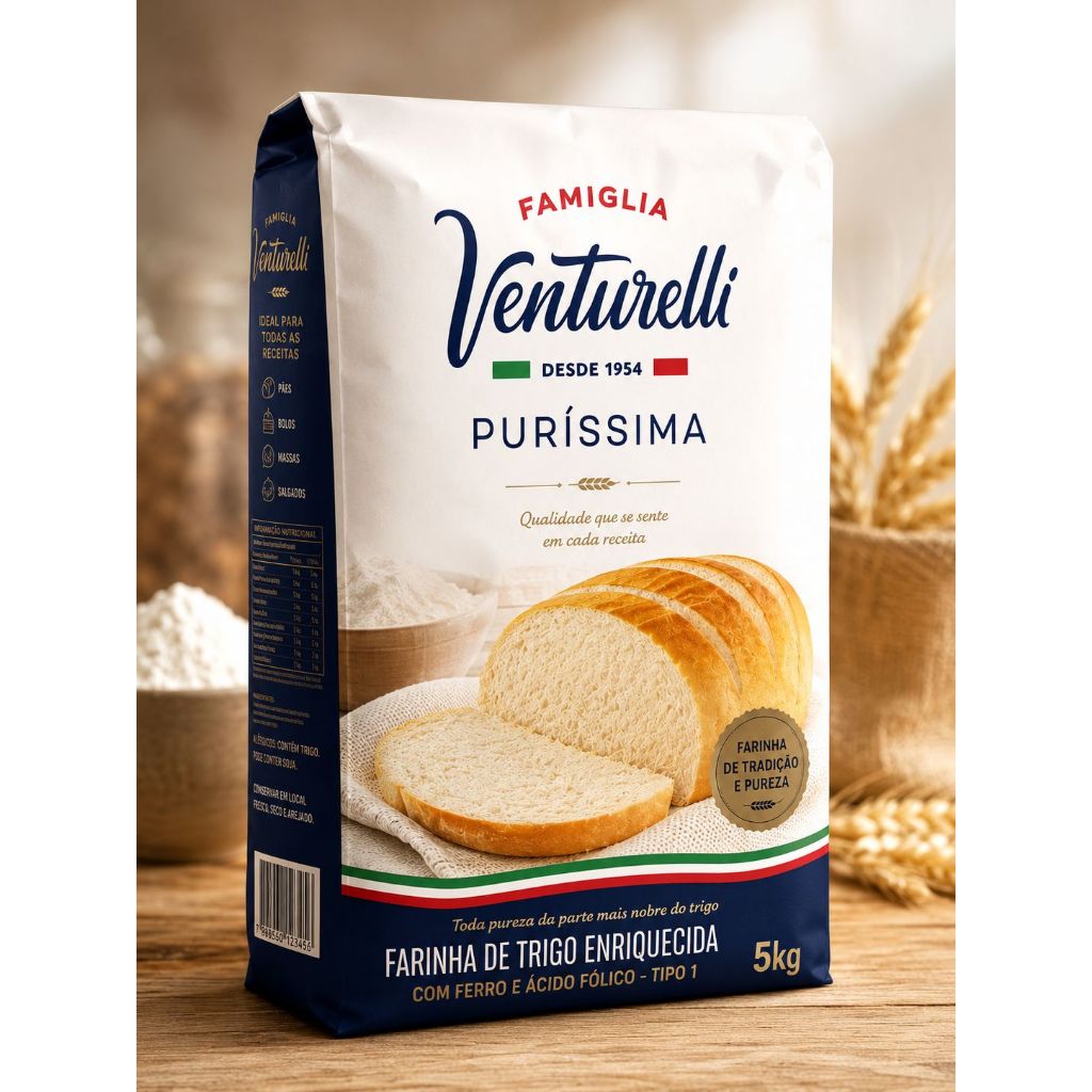 FARINHA DE TRIGO VENTURELLI PURÍSSIMA – 4 x 5 kilos = 20 kilos
