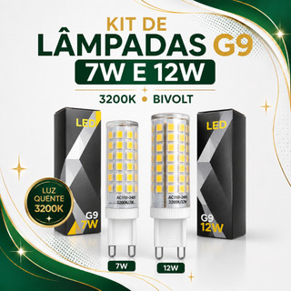 Kit Lâmpada G9 LED 7W 12W Bivolt Halopin 3000K 3500K BQ AC110-220V Para Lustre Arandela Abajur Pendente