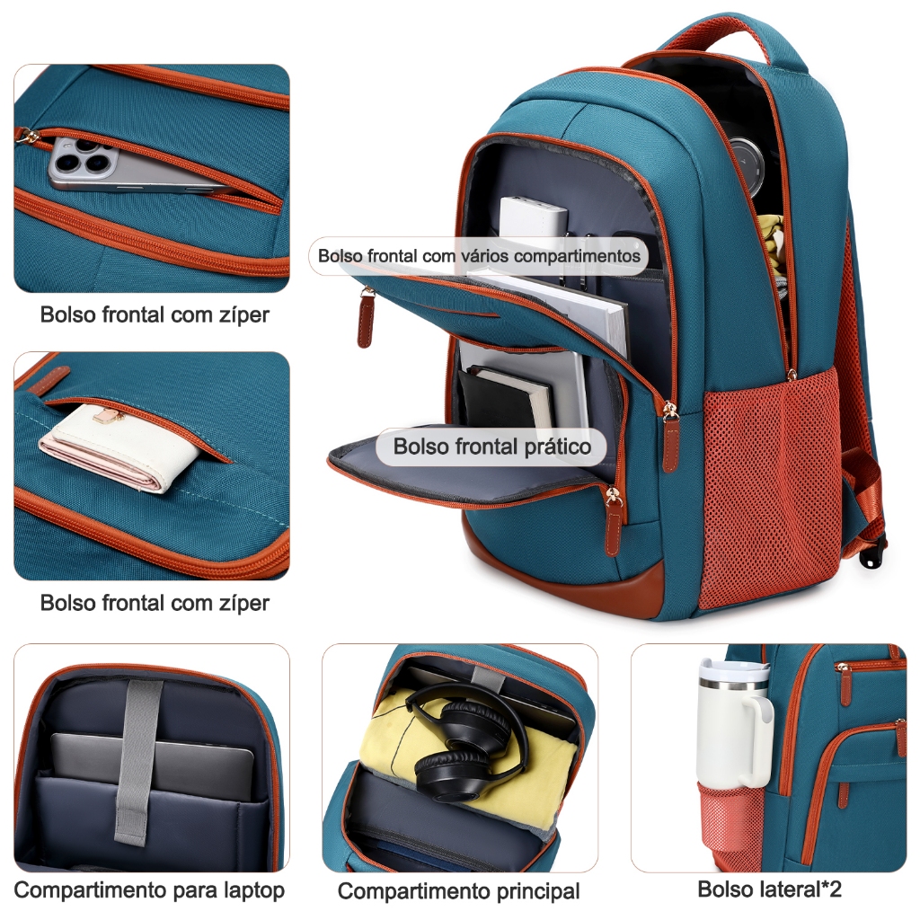 Mochila Executiva 3 Peças para Notebook 15,6 com Bolsa Térmica, Antifurto Impermeável, Viagem e Bagagem de Mão — imagem 2 de 2