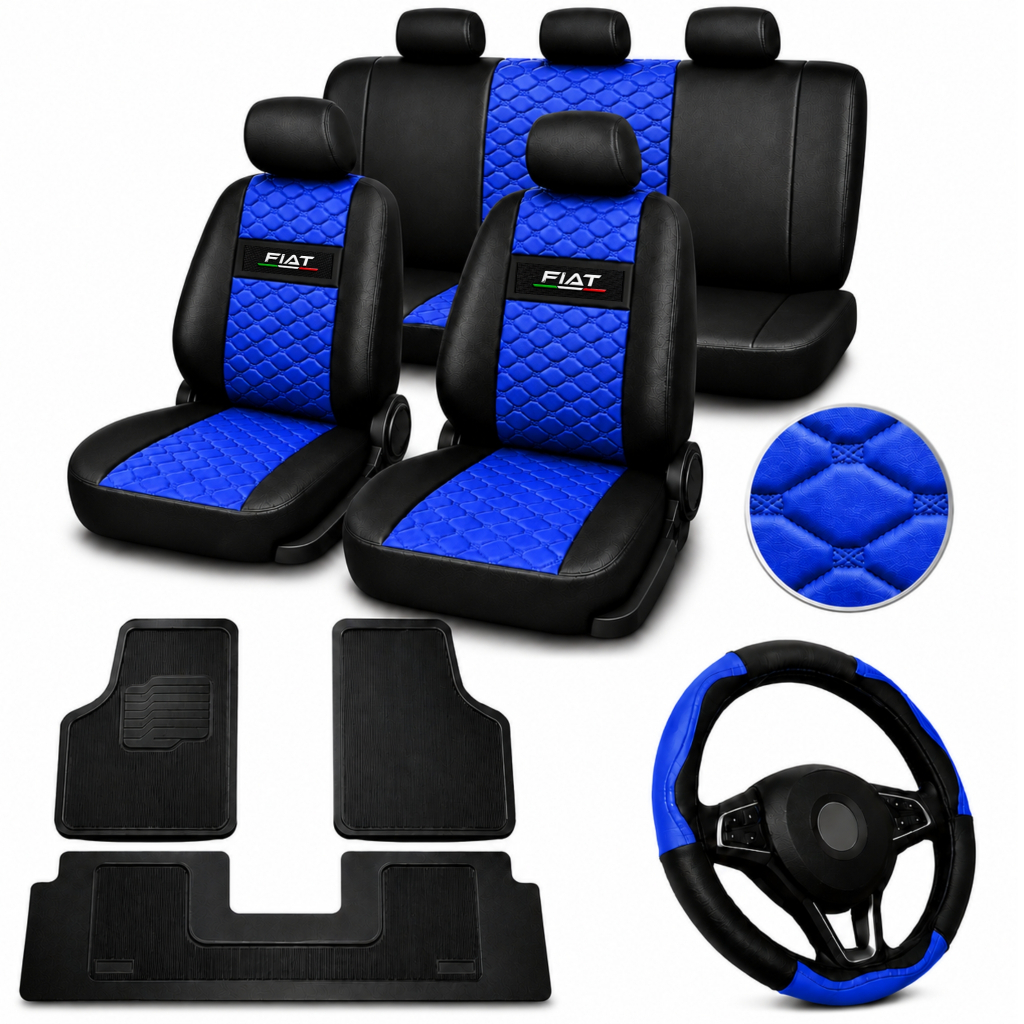 kit Capa Para Banco de Carro Couro Fiat Palio Uno Siena Punto + tapete + capa de volante Promoção