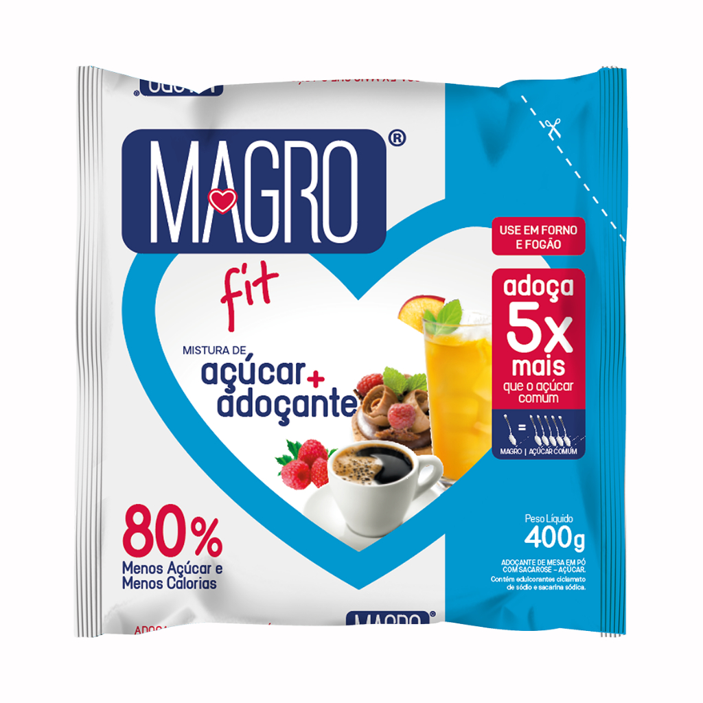 Mistura Açúcar Magro Fit Trad Doces Diet Reduzido em 80% das calorias Sem Glúten Forno e Fogão, 400g