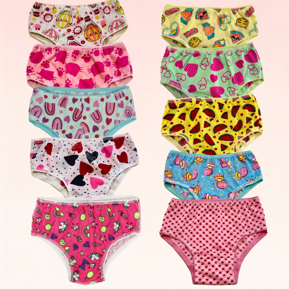 Calcinhas infantil meninas estampadas conforto forro algodão para 0 a 9 anos