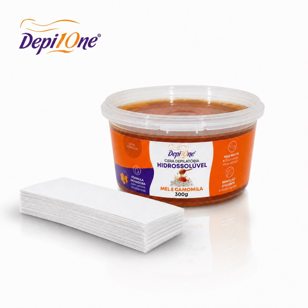 Kit Depilatório Cera Hidrossolúvel Camomila 300g + Lenço TNT 25un