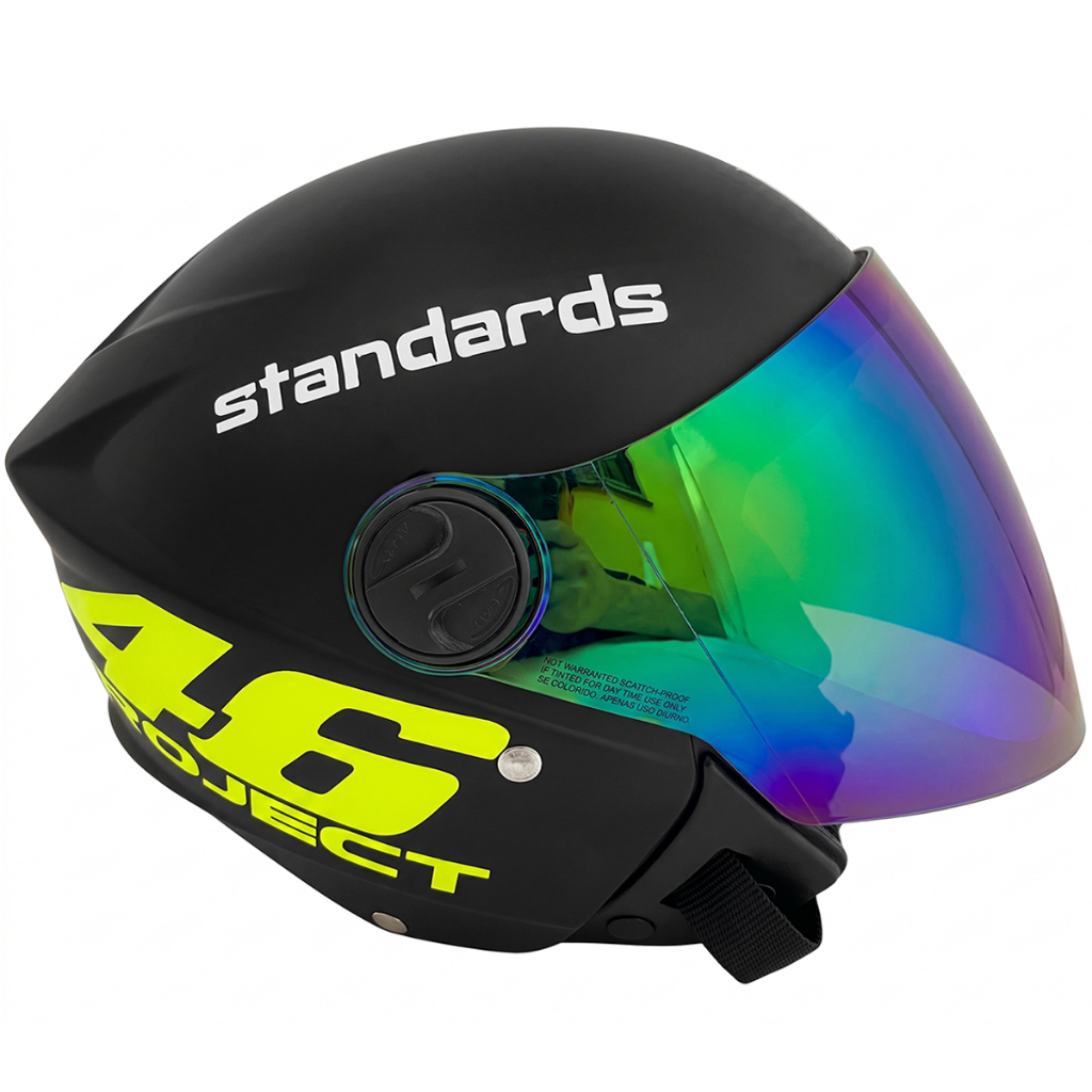 Capacete Liberty New 3 Preto Fosco Personalizado Adesivado Project 46 Vr Viseira Camaleão