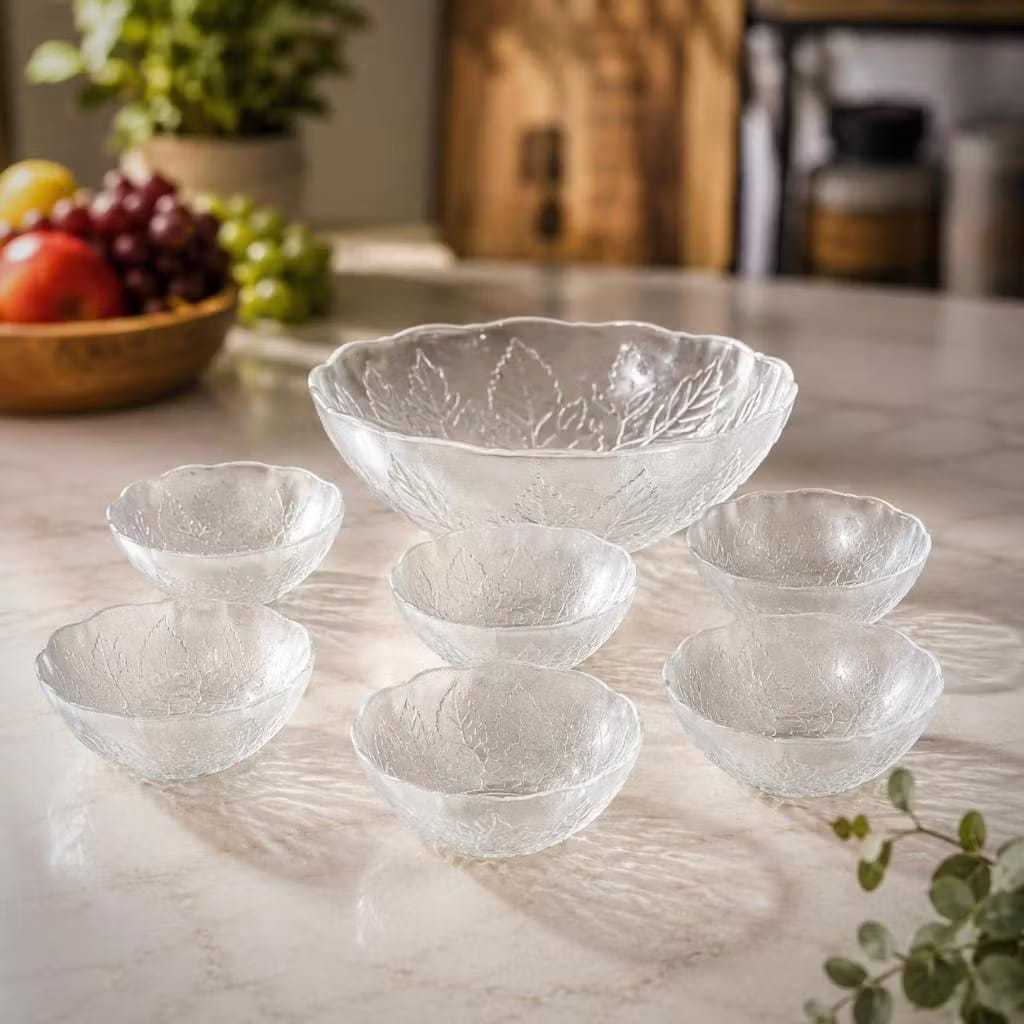 Jogo de Sobremesa Dumiat Bowl Rose 7 Peças Vidro 1,5L + 6 Bowls 510ml