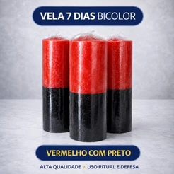 Vela Votiva De 7 dias Bicolor Vermelha e Preta - kit 2,3/4/6/8