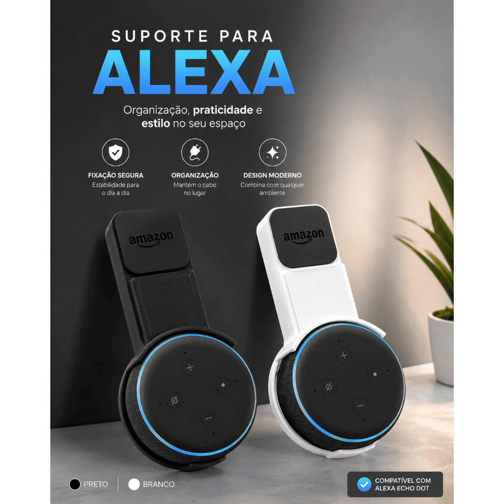 Suporte De Tomada Para Alexa Echo Dot 3ª Geração - Praticidade e Segurança Material Premium