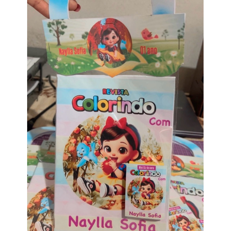 Revistinha Personalizada para Colorir | Lembrancinha Infantil | Festa Aniversário | Com ou Sem Mini Giz de Cera