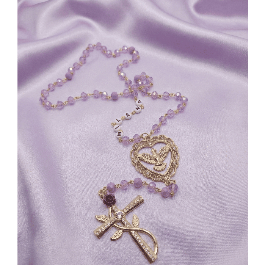 Terço com Nome Personalizado – Batizado, Comunhão, Casamento, Lembrancinha Religiosa, Nossa senhora, Luxo, Rosario