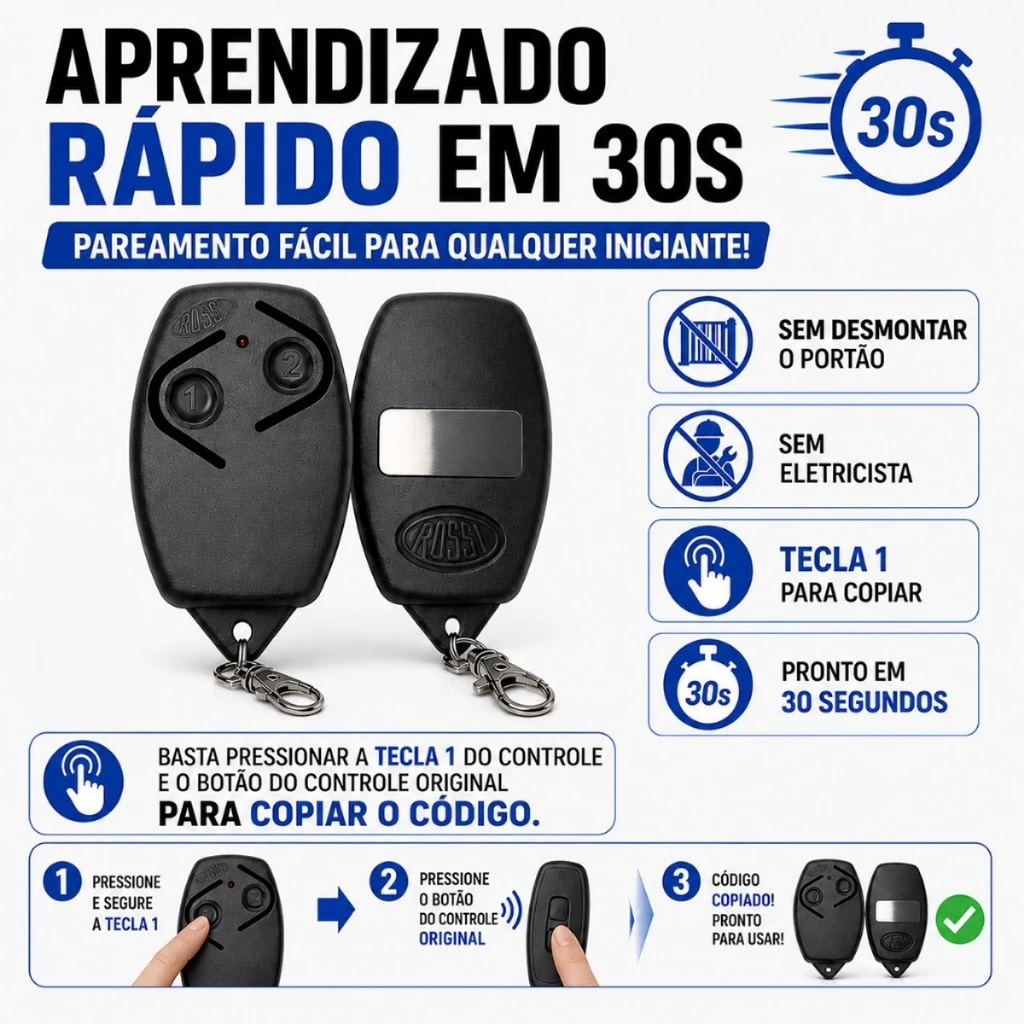 Kit 3 e 2 Unidades de Controle Remoto de Portão Rossi  QUALIDADE E ENVIO RÁPIDO
