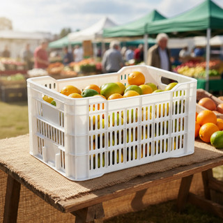 Kit 3 Caixa Plástica Branca Hortifruti Agricola Organizadora Para Restaurante Açogue Mercado Cozinha Industrial Padaria